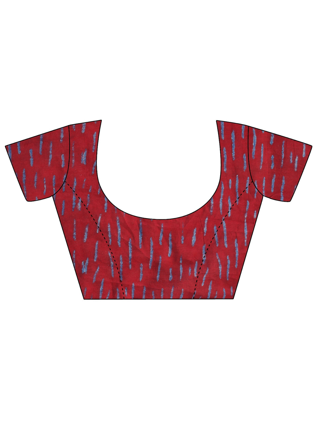 Red Geometric Batik Print Cotton Saree