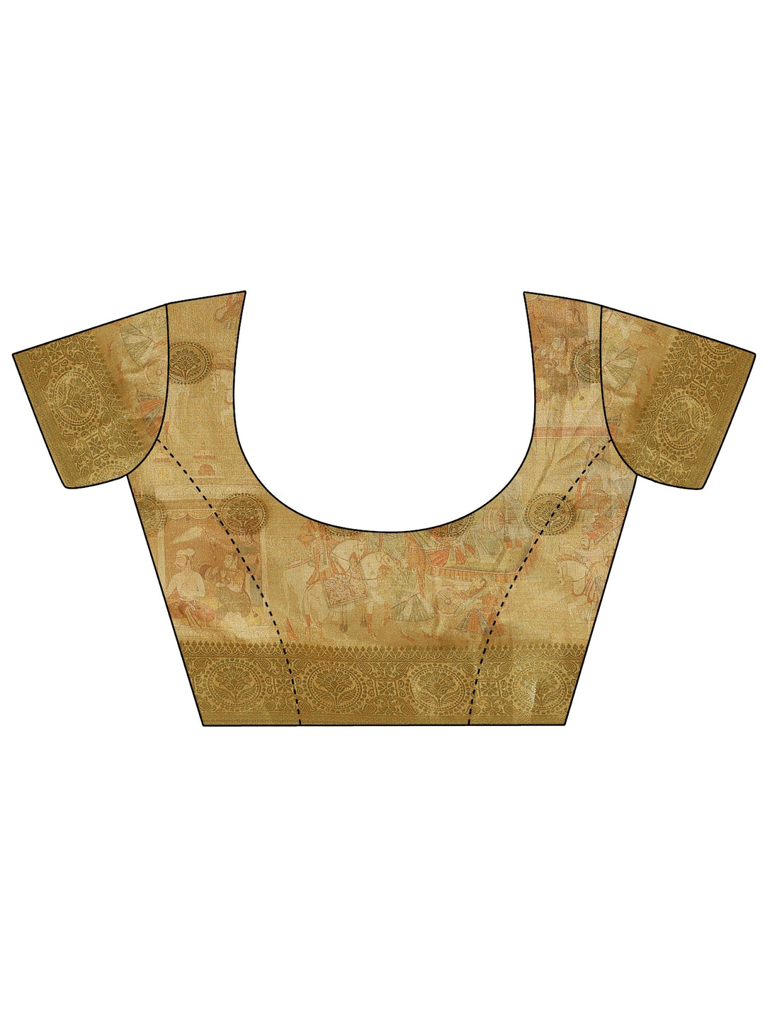 Mustard Maharaja Print Silk Blend Saree