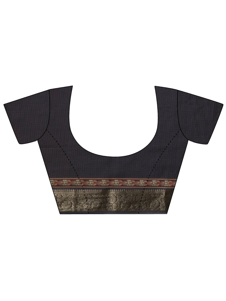 Charcoal Black Maharaja Print Silk Blend Saree