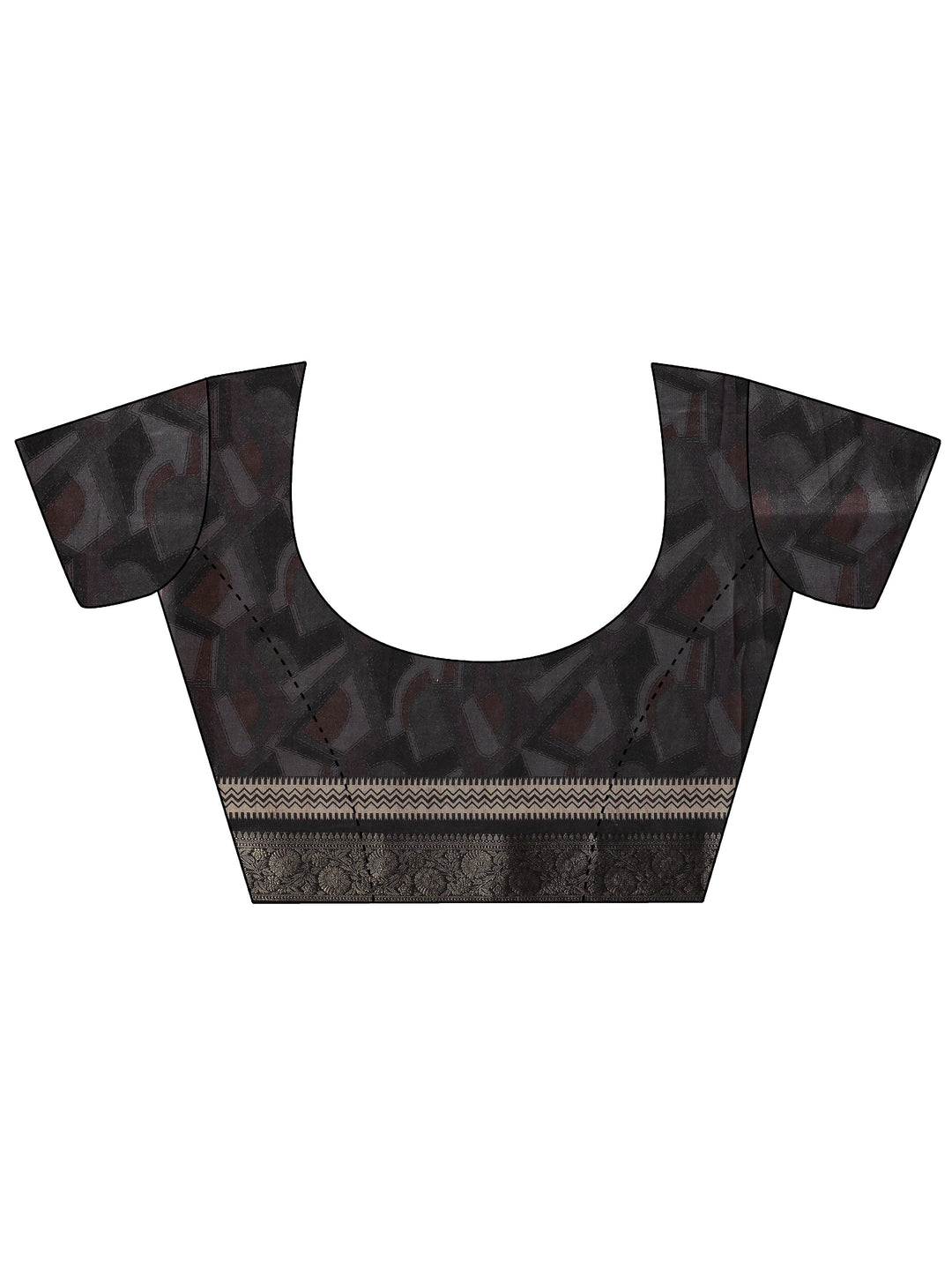 Black Geometric Print Silk Blend Saree