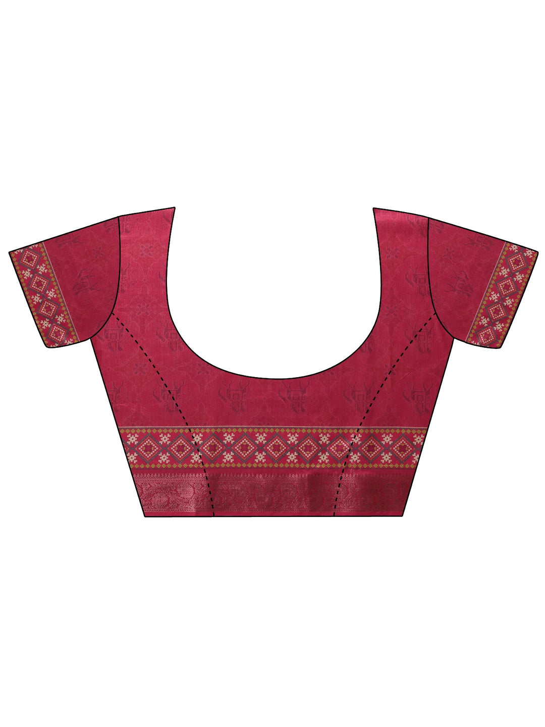 Pink Royal Elephant Print Silk Blend Patola Saree