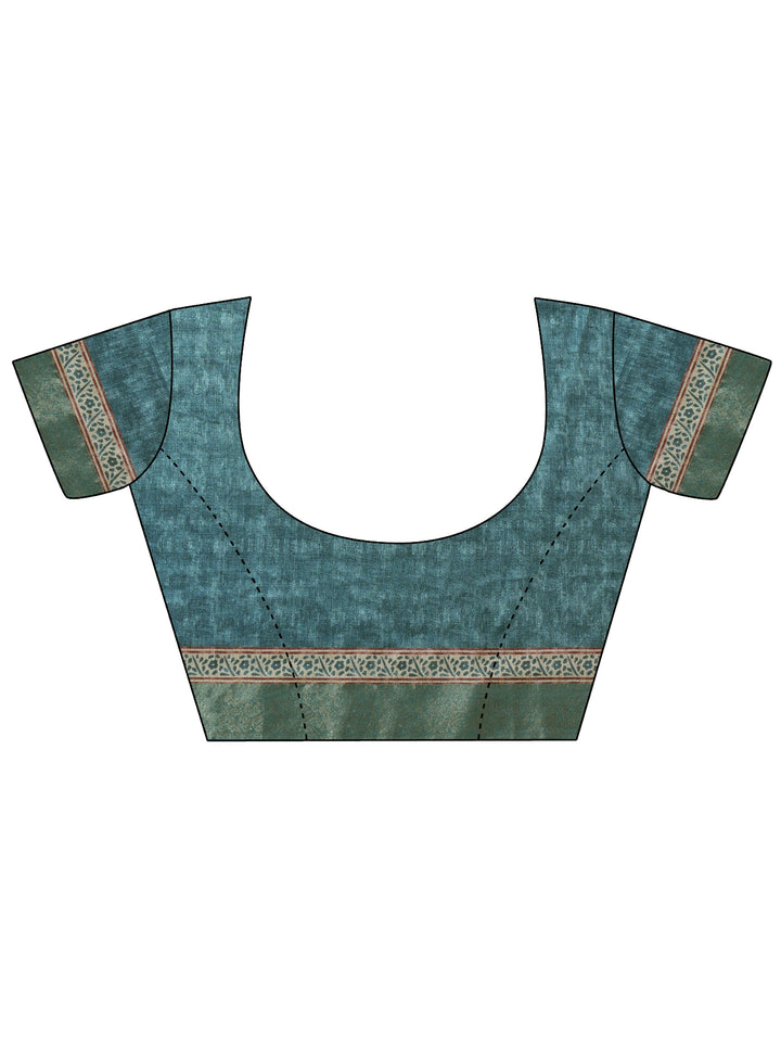Sea Green Mughal Print Silk Blend Saree