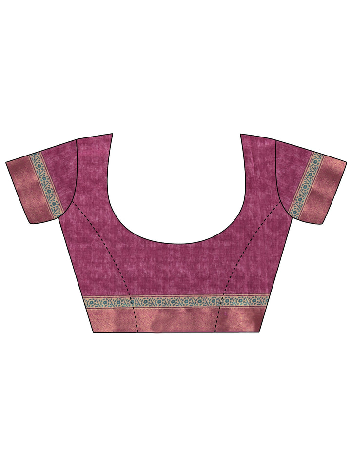 Pink Mughal Print Silk Blend Saree