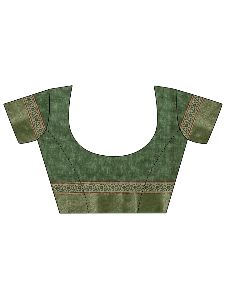Sage Green Mughal Print Silk Blend Saree