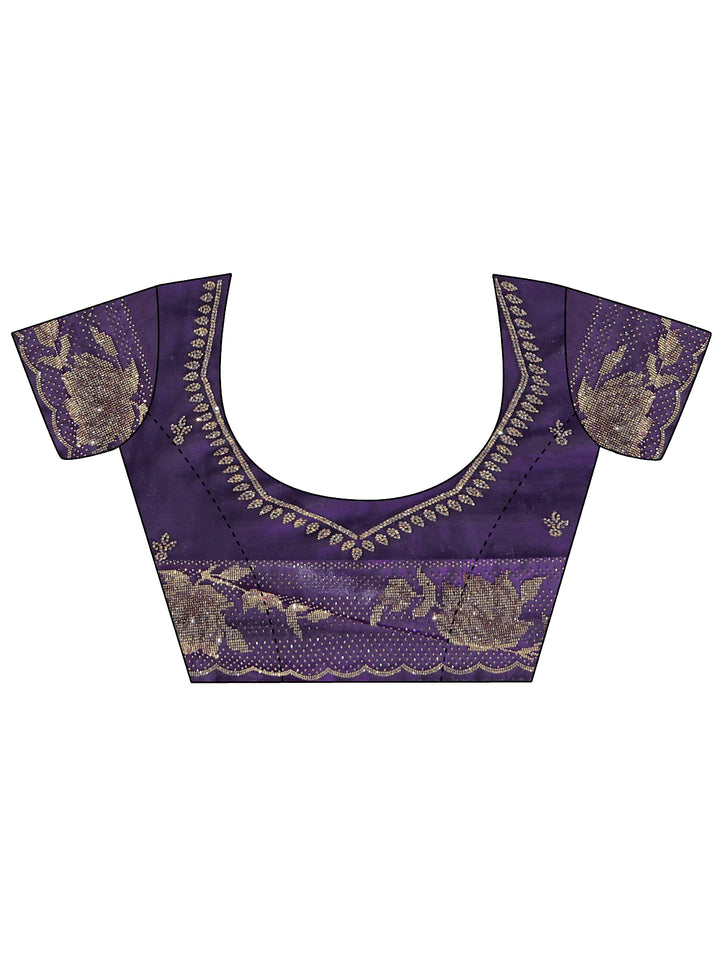 Libas Art Violet  Tissue Saree With Embellished Border