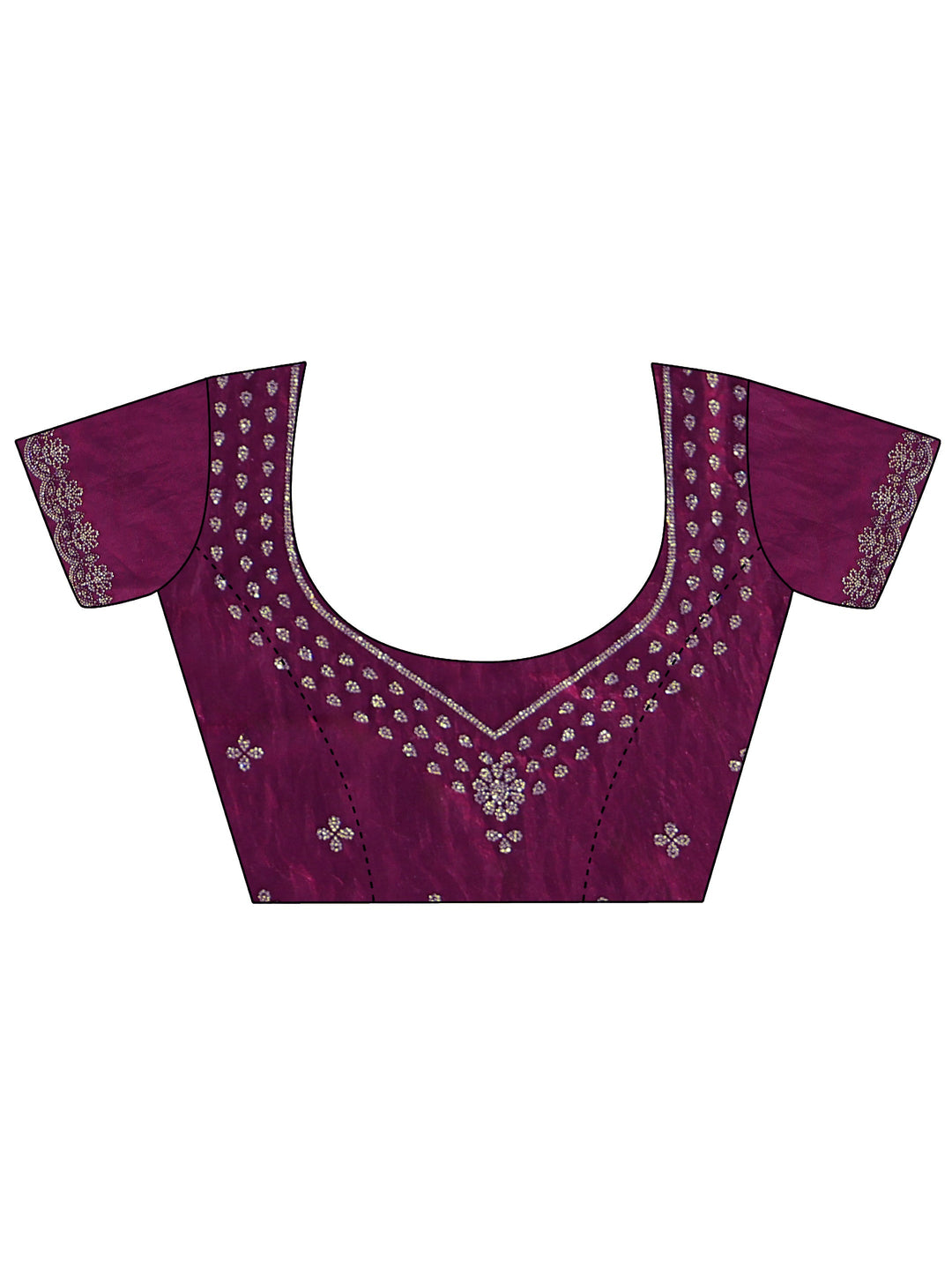Burgundy Floral Embellished Tissue Saree