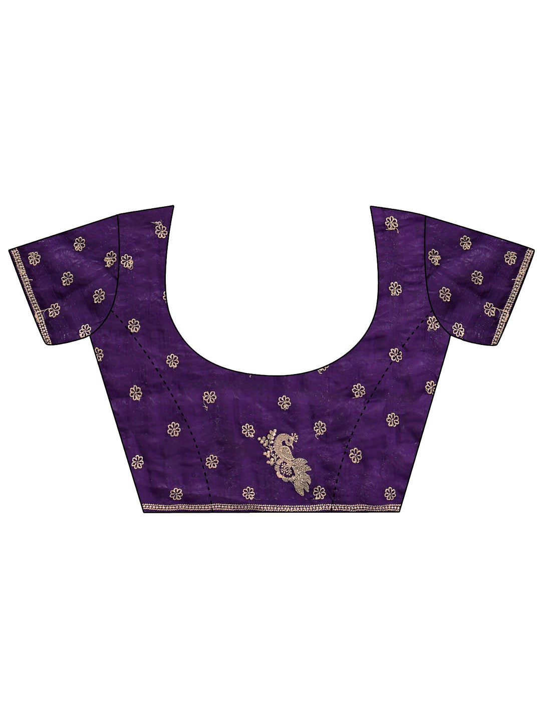 Aubergine Peacock Embroidered Tissue Saree