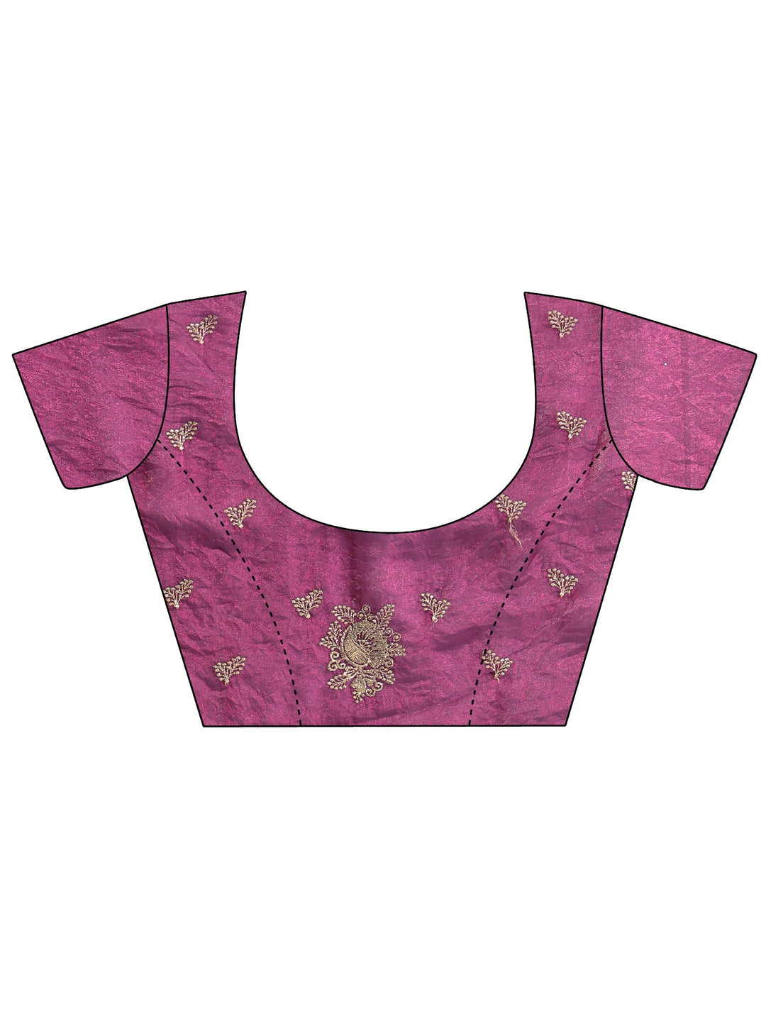 Burgundy Floral Embroidered Tissue Saree