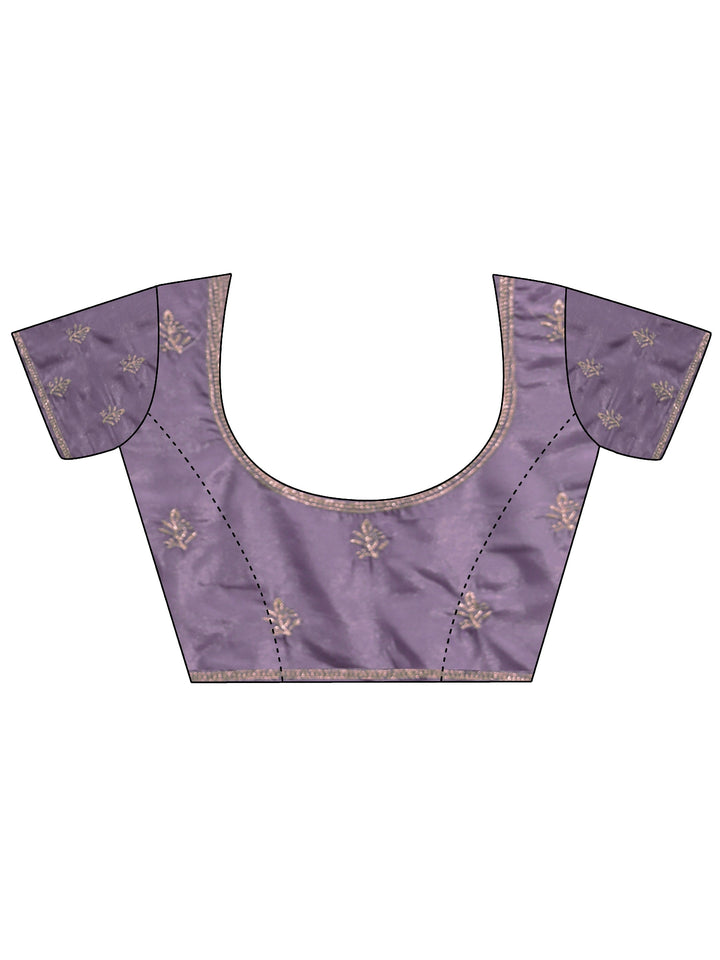Lavender Satin Saree With Embellished Border