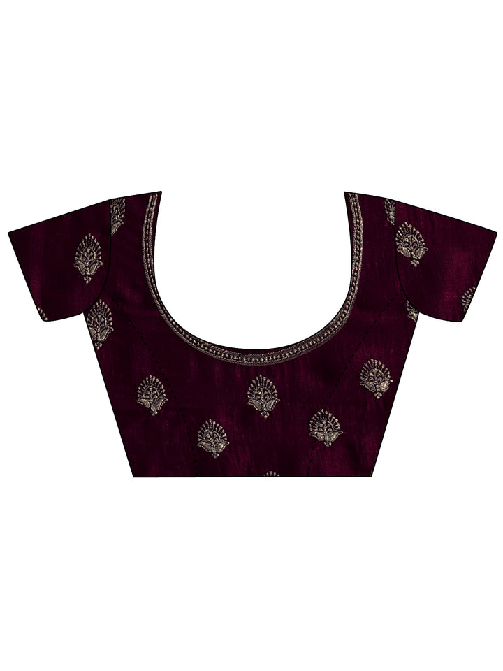 Maroon Tissue Saree With Embellished Border