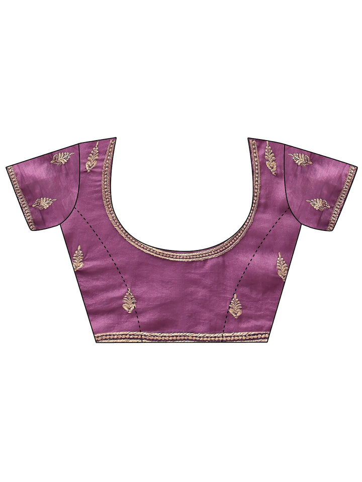 Mulberry Purple Tissue Saree With Embellished Border