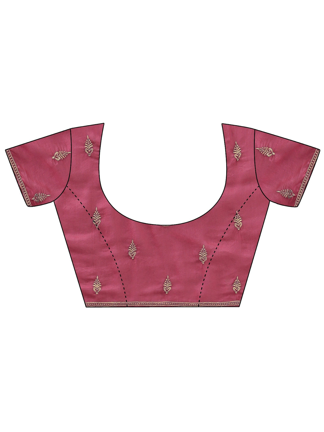 Peach Pink Tissue Saree With Embellished Border