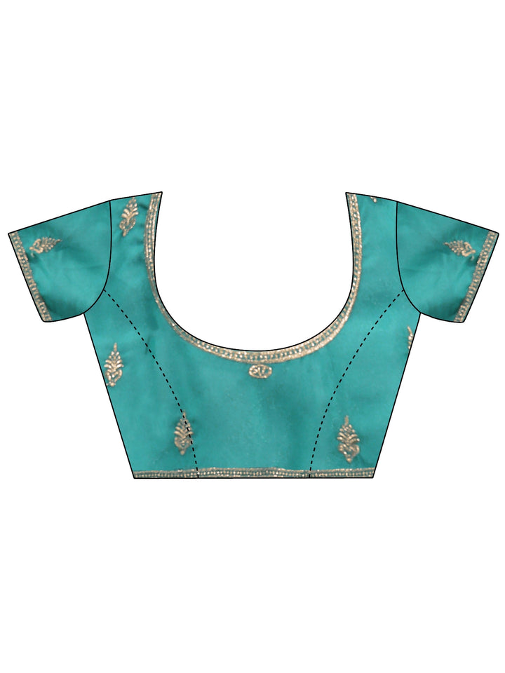 Sea Green Tissue Saree With Embellished Border