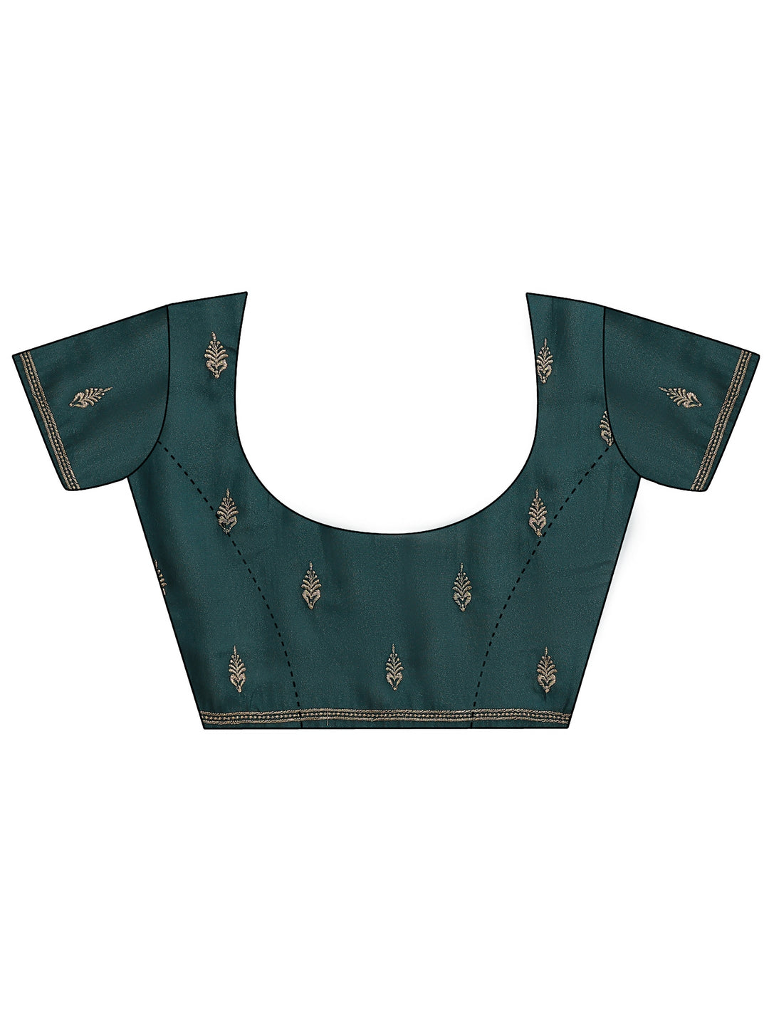 Teal Ethnic Embroidered Tissue Saree