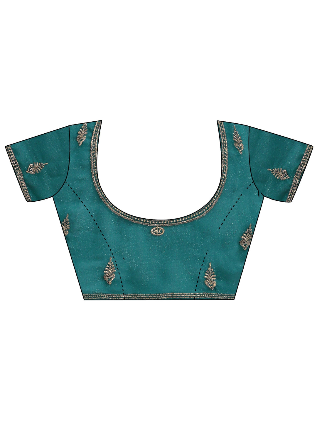 Sea Green Tissue Saree With Embellished Border
