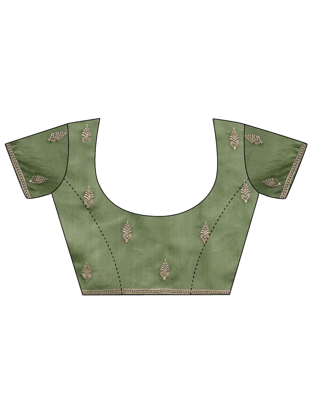 Sage Green Tissue Saree With Embellished Border