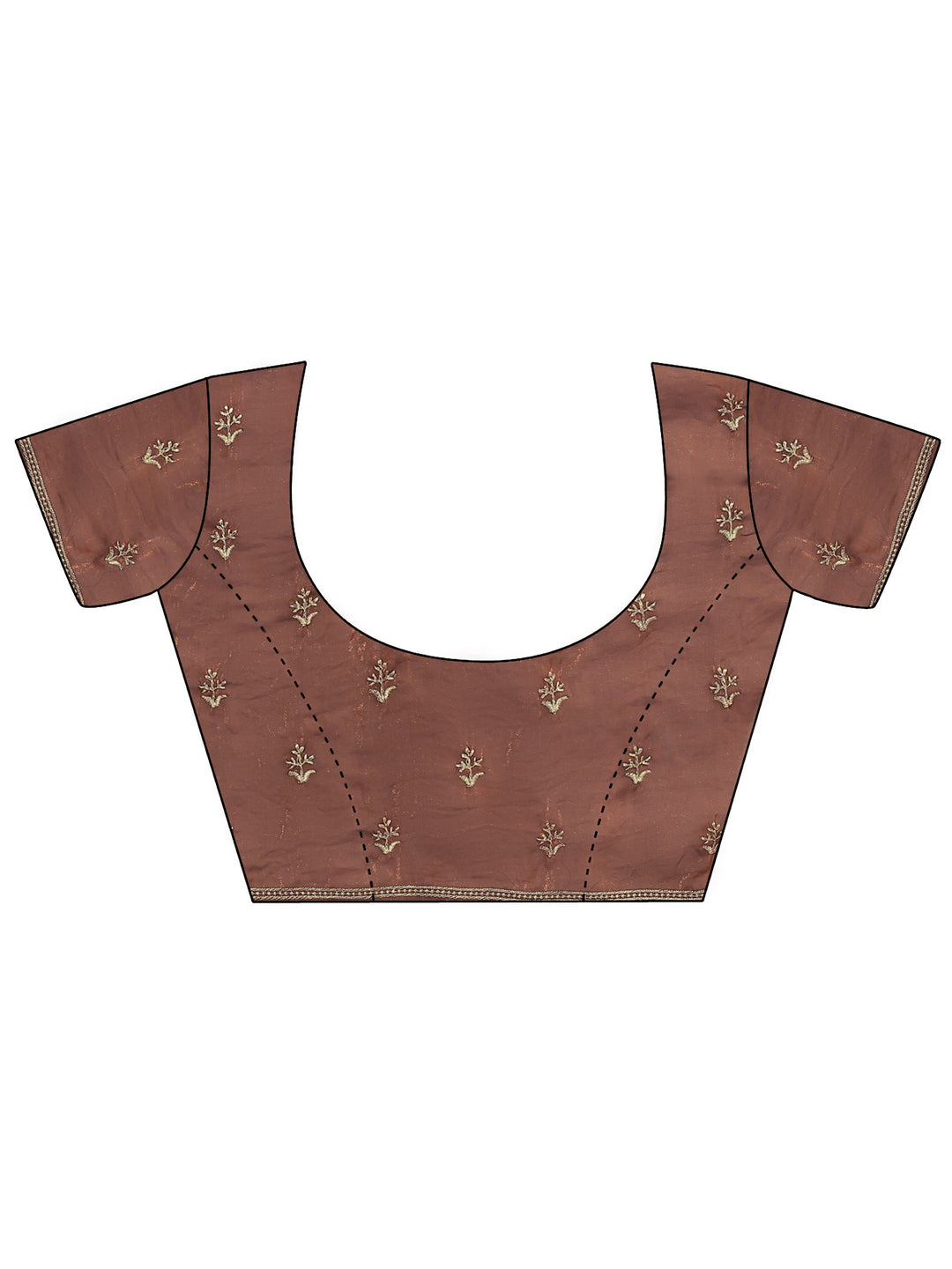 Brown Ethnic Embroidered Tissue Saree
