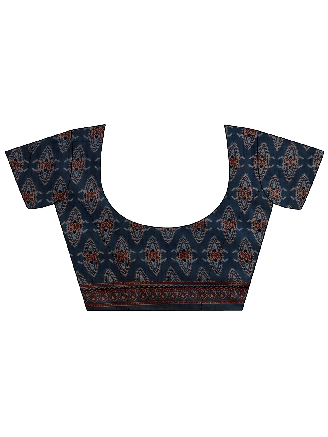 Blue Ajrakh Print Cotton Saree