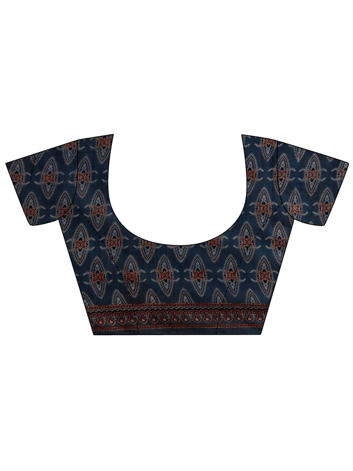 Blue Ajrakh Print Cotton Saree