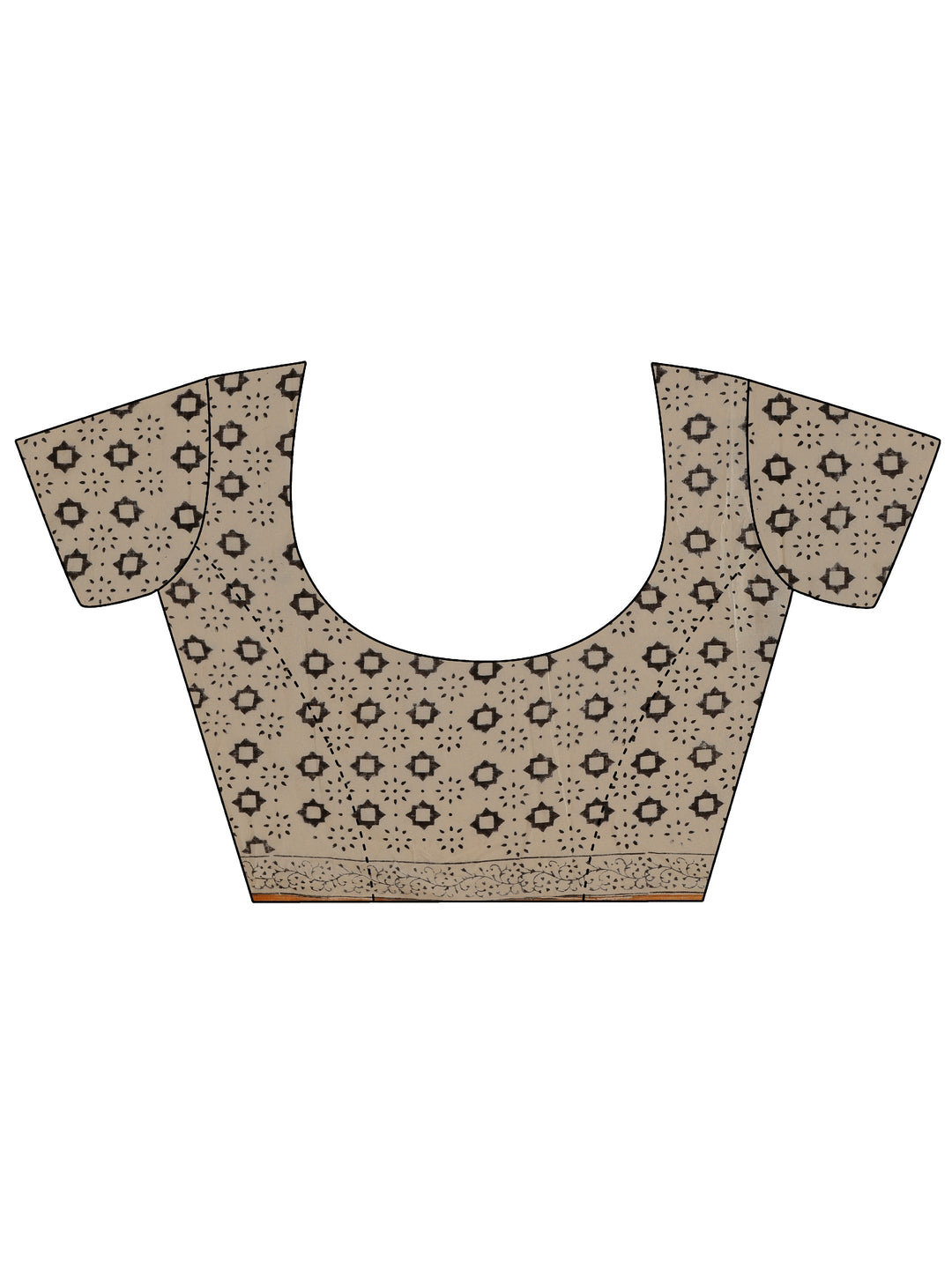 Beige Geometric Print Cotton Saree