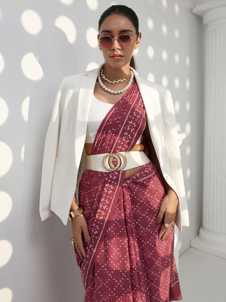 Earthy Pink Bagru Print Cotton Saree