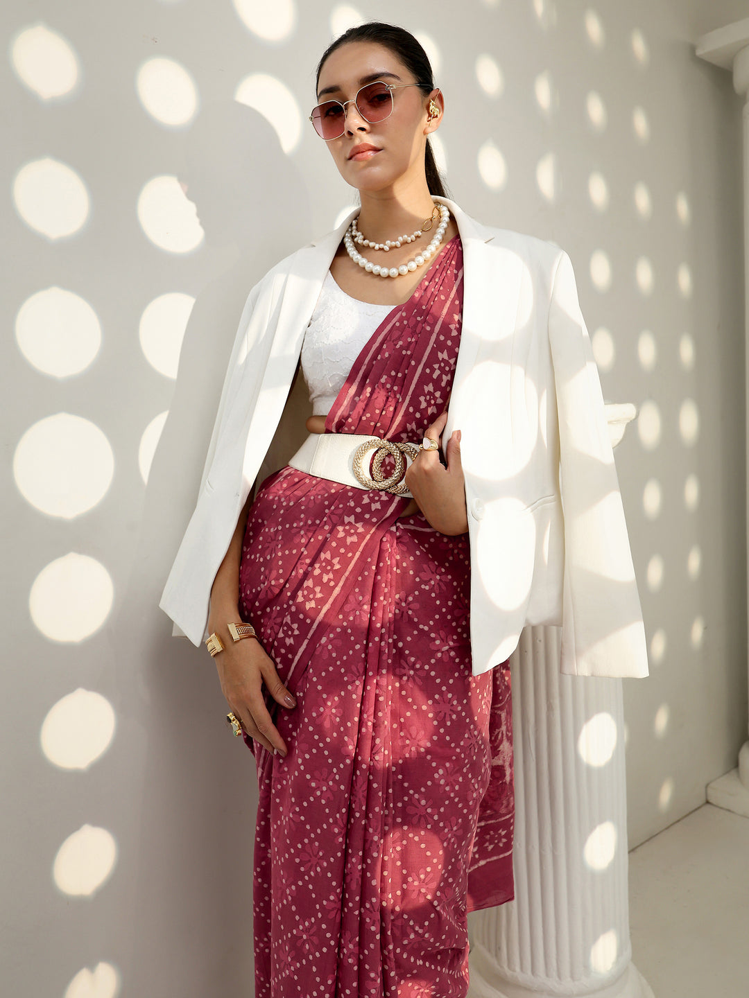 Earthy Pink Bagru Print Cotton Saree