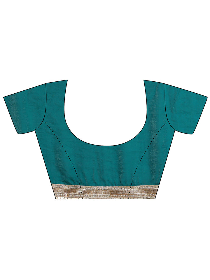 Green Striped Textured Tissue Saree