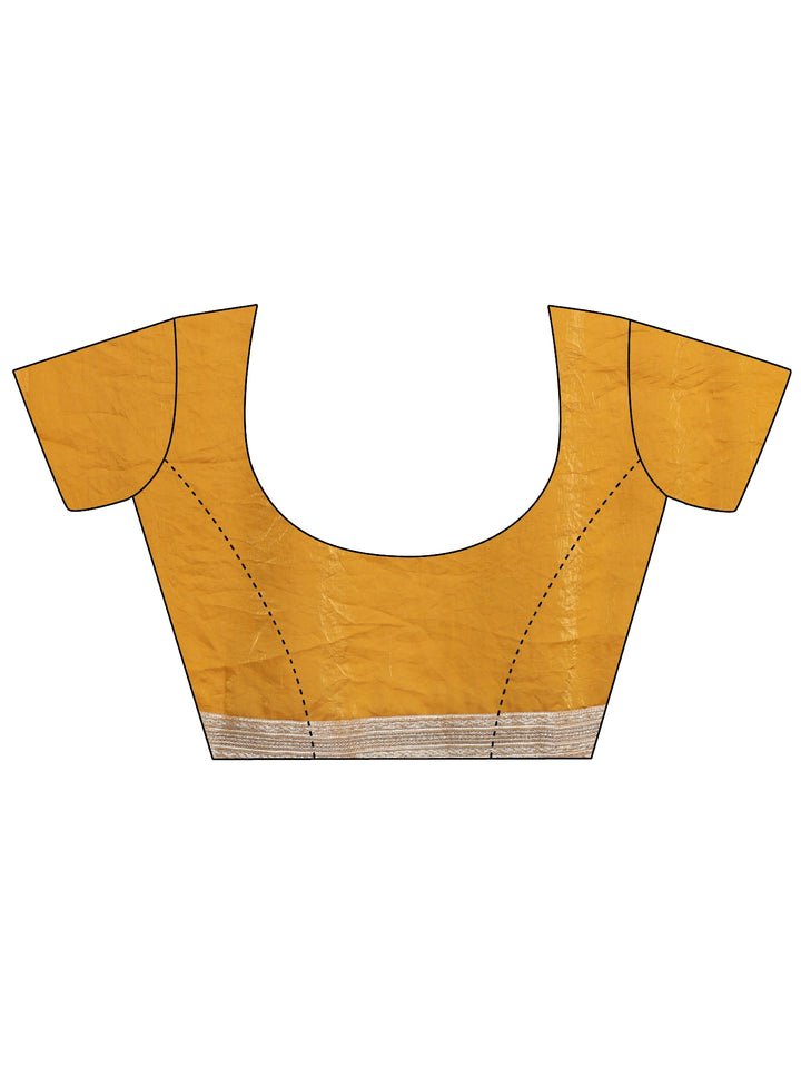 Mustard Striped Textured Tissue Saree