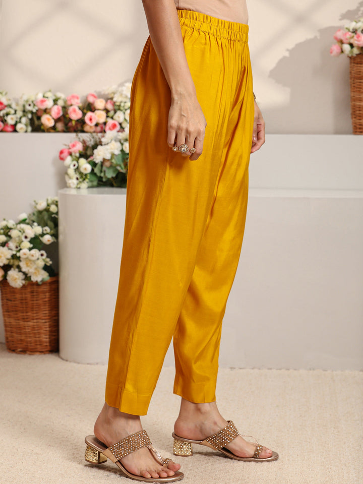 Libas Art Mustard Patola Woven Design Silk Blend Straight Suit Set With Dupatta