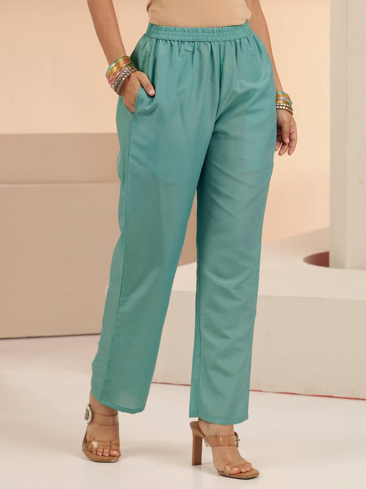 Libas Arctic Blue Embroidered Tissue Straight Suit Set