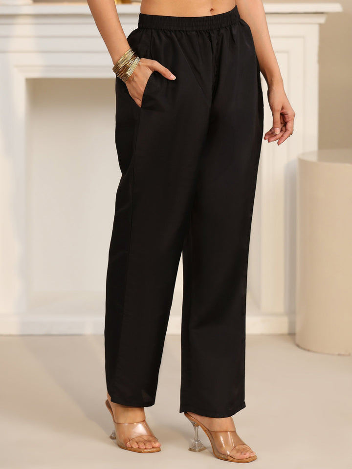 Libas Black Embroidered Georgette Straight Suit Set