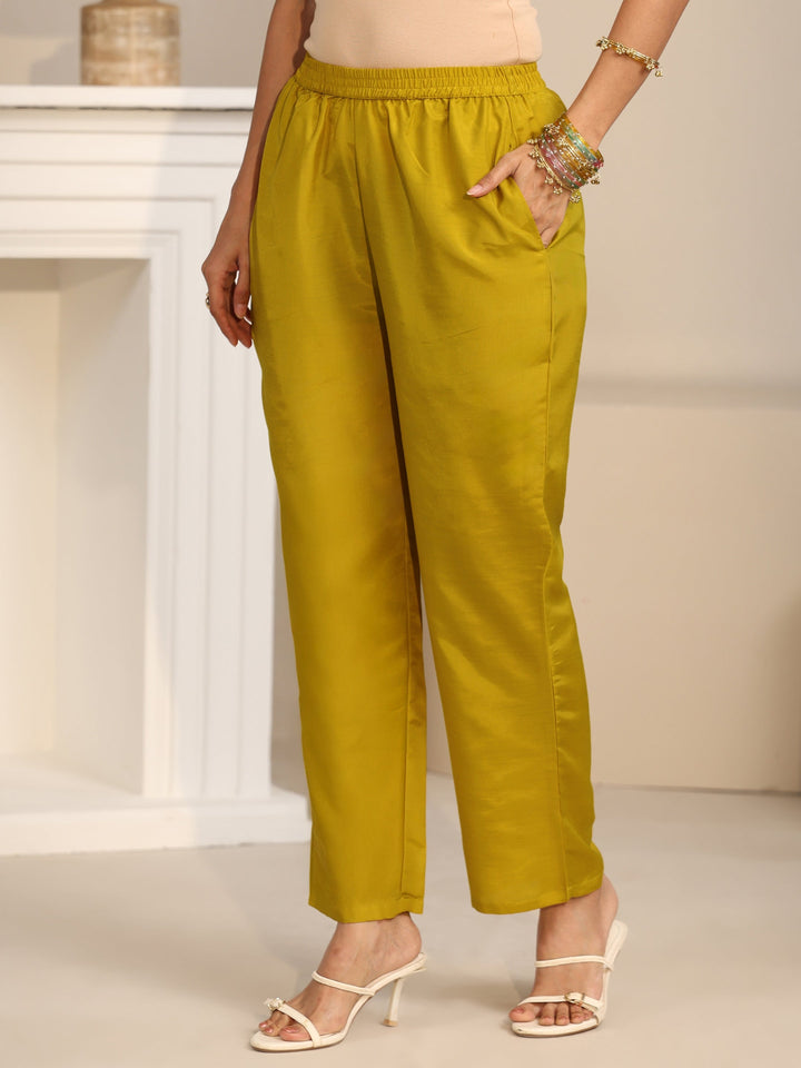 Libas Mustard Floral Embroidered Georgette Straight Suit Set