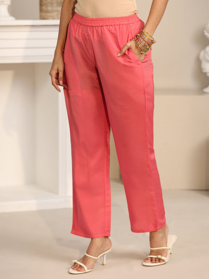 Libas Coral Floral Embroidered Georgette Straight Suit Set