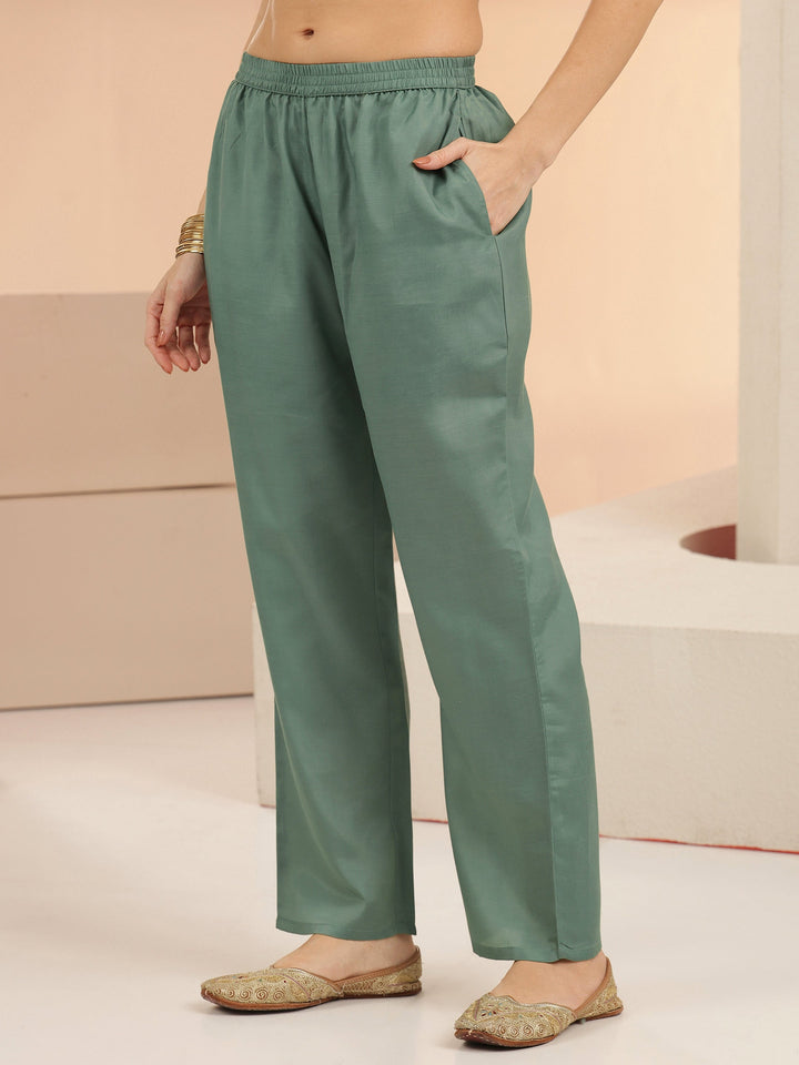 Libas Sea Blue Embroidered Tissue Straight Suit Set