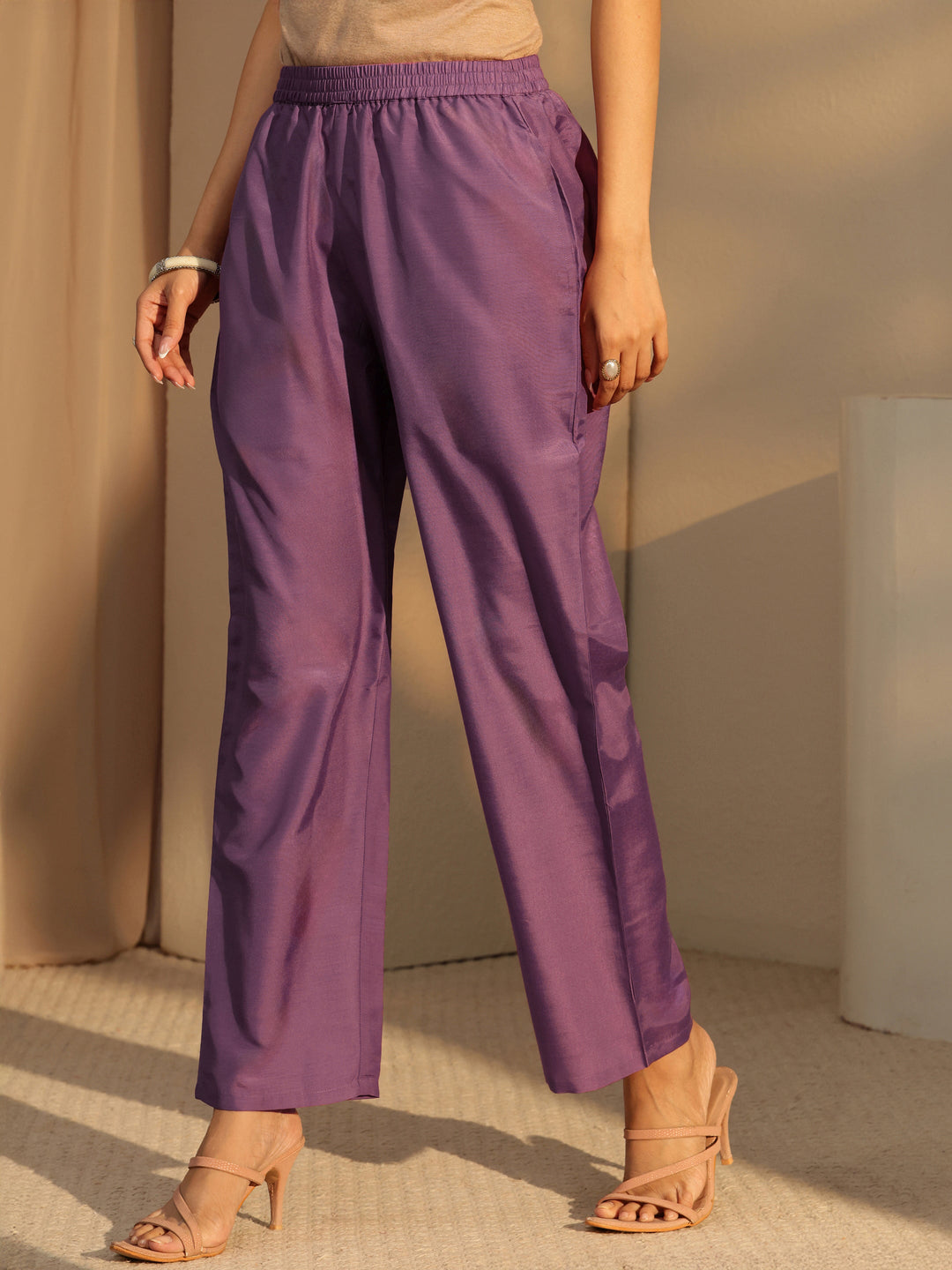 Libas Lavender Floral Embroidery Straight Georgette Suit Set