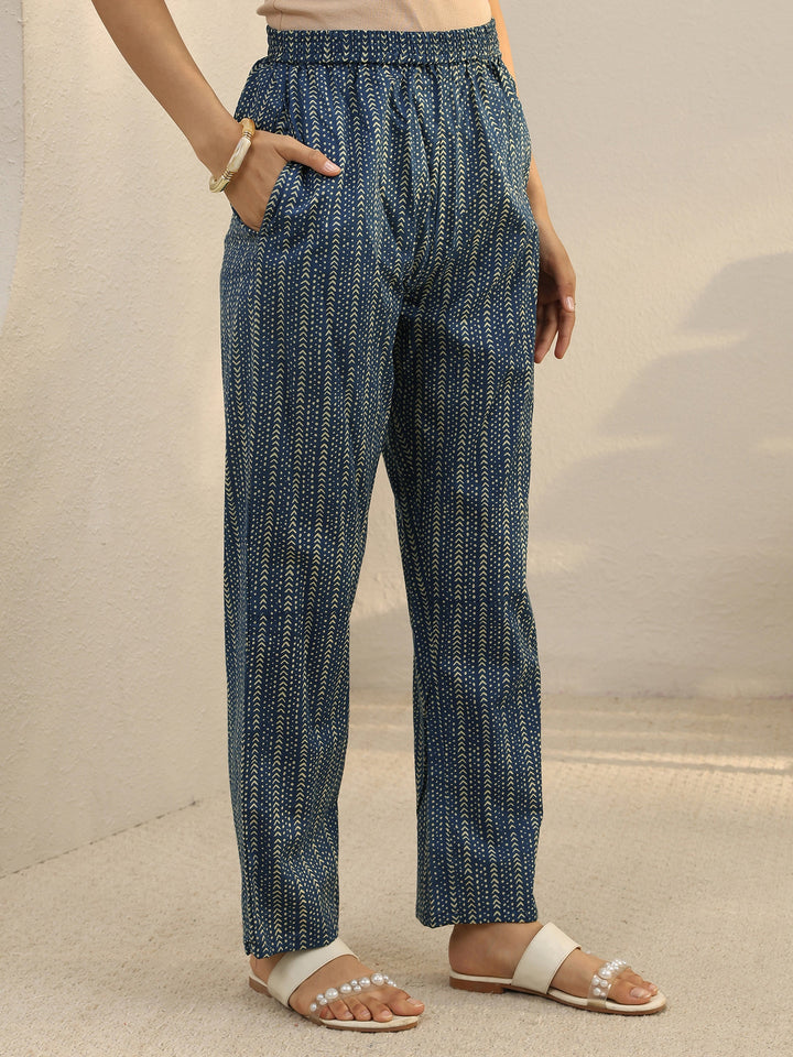 Off White Floral Embroidered Cotton Straight Suit Set