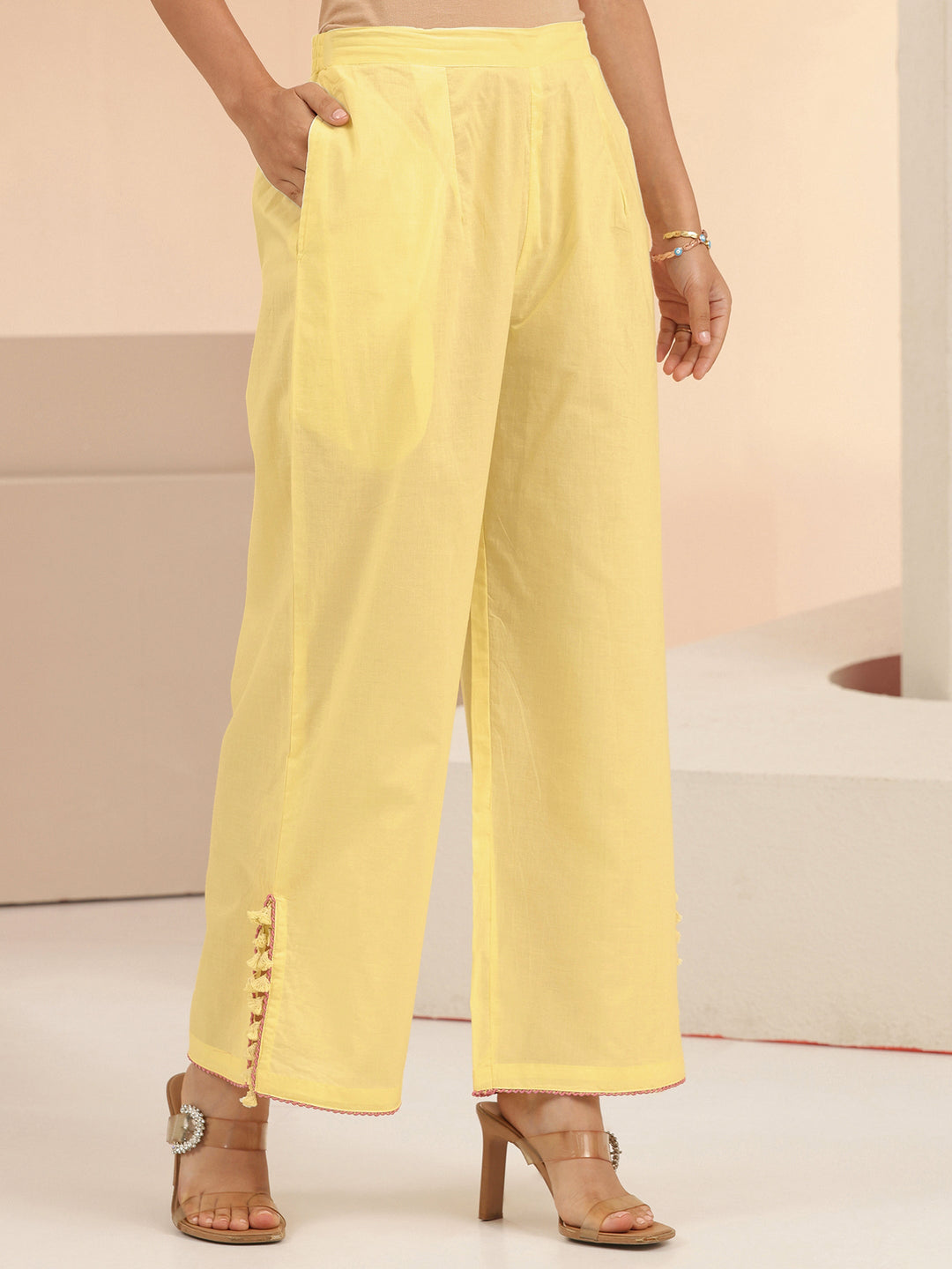Libas Off White Peacock Motif Cotton A-Line Kurta Set