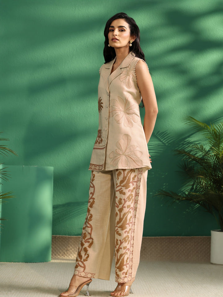 Libas Off White Ethnic Embroidered Cotton Suit Set
