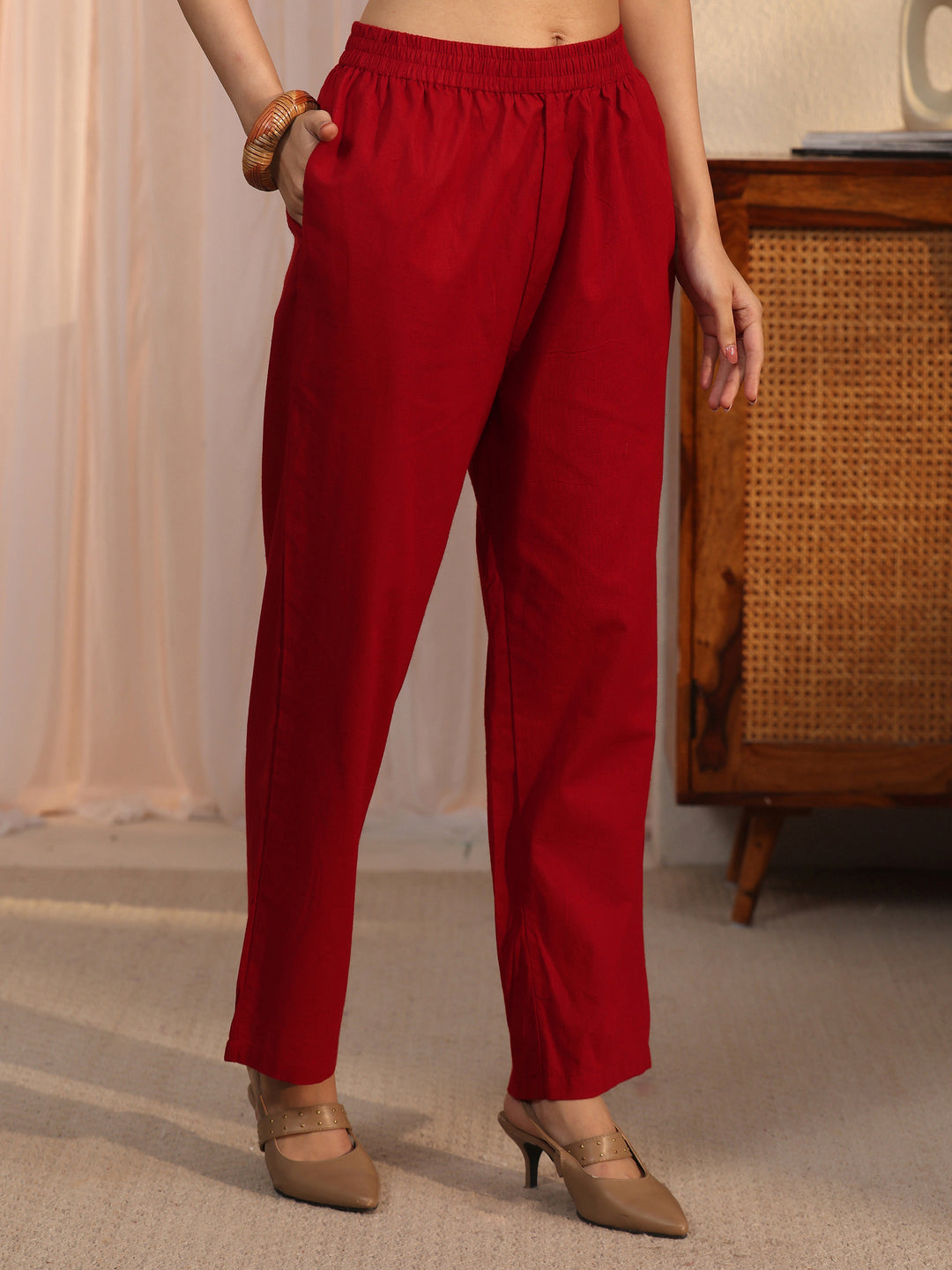 Libas Maroon Ajrakh Printed Cotton Straight Suit Set