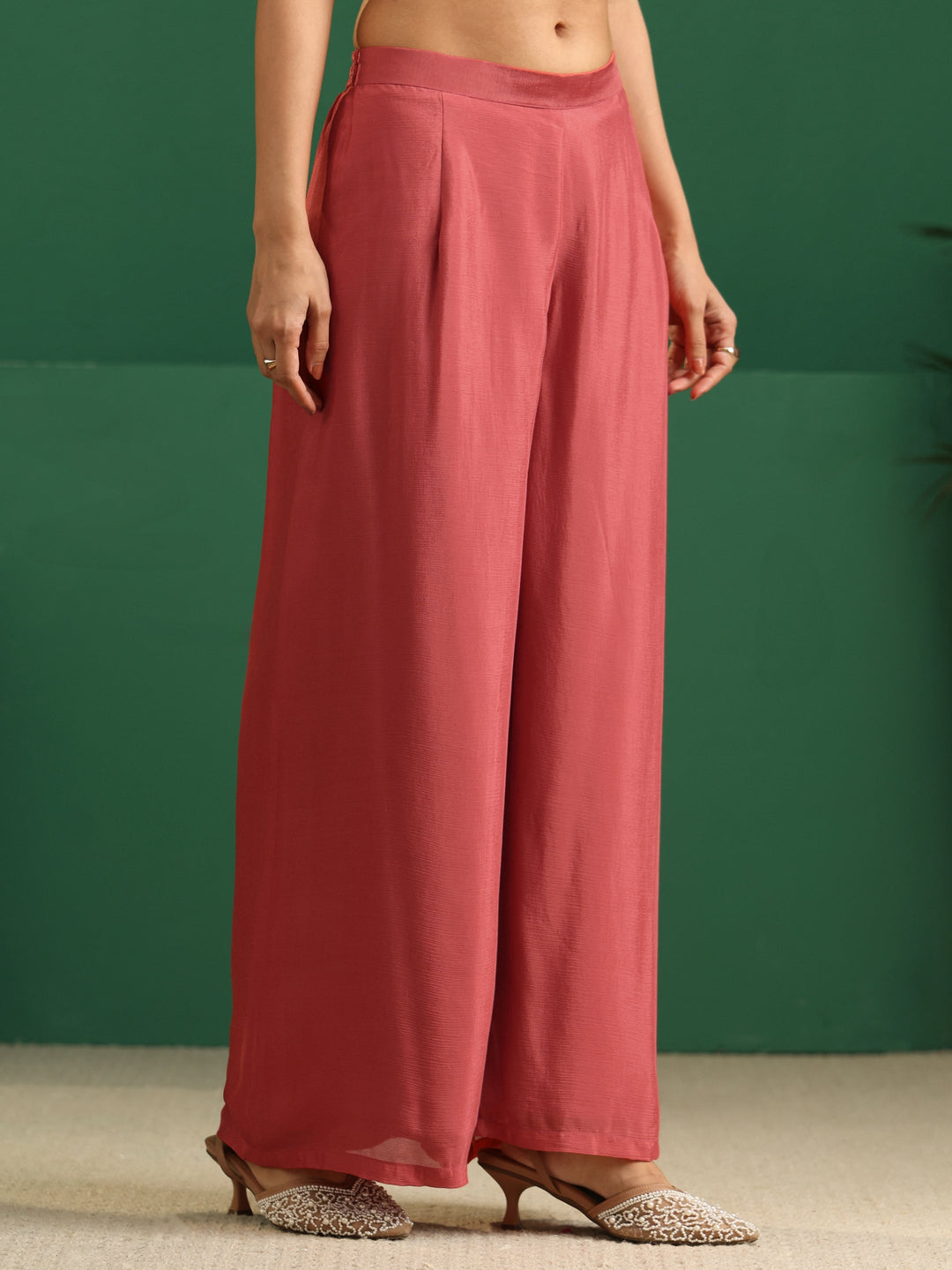 Libas Art Dusty Rose Pink Embellished Chinon Co-Ord Set
