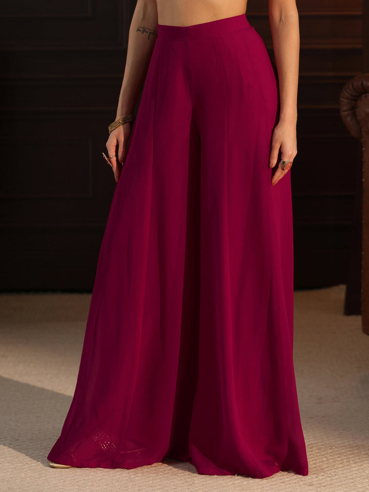 Libas Art Pink Embellished Georgette Palazzo Suit Set