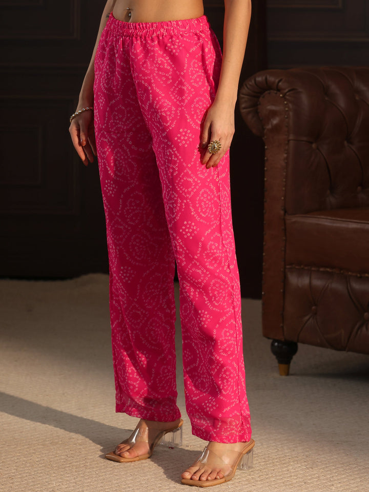 Libas Pink Bandhani Printed Chiffon Co-Ord Set