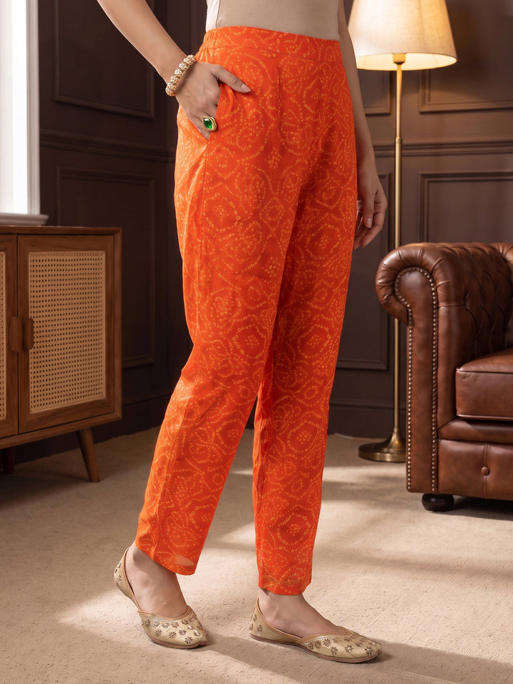 Libas Orange Bandhani Printed Chiffon Co-Ord Set