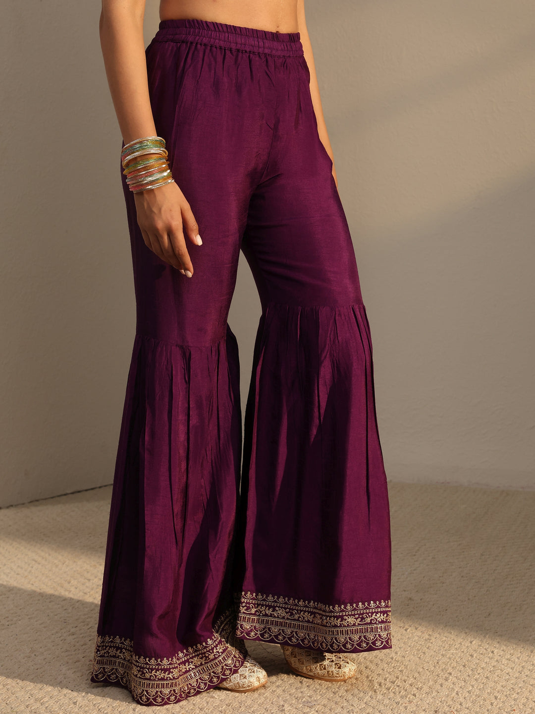 Purple Woven Design Silk Blend Shara Suit Set With Dupatta