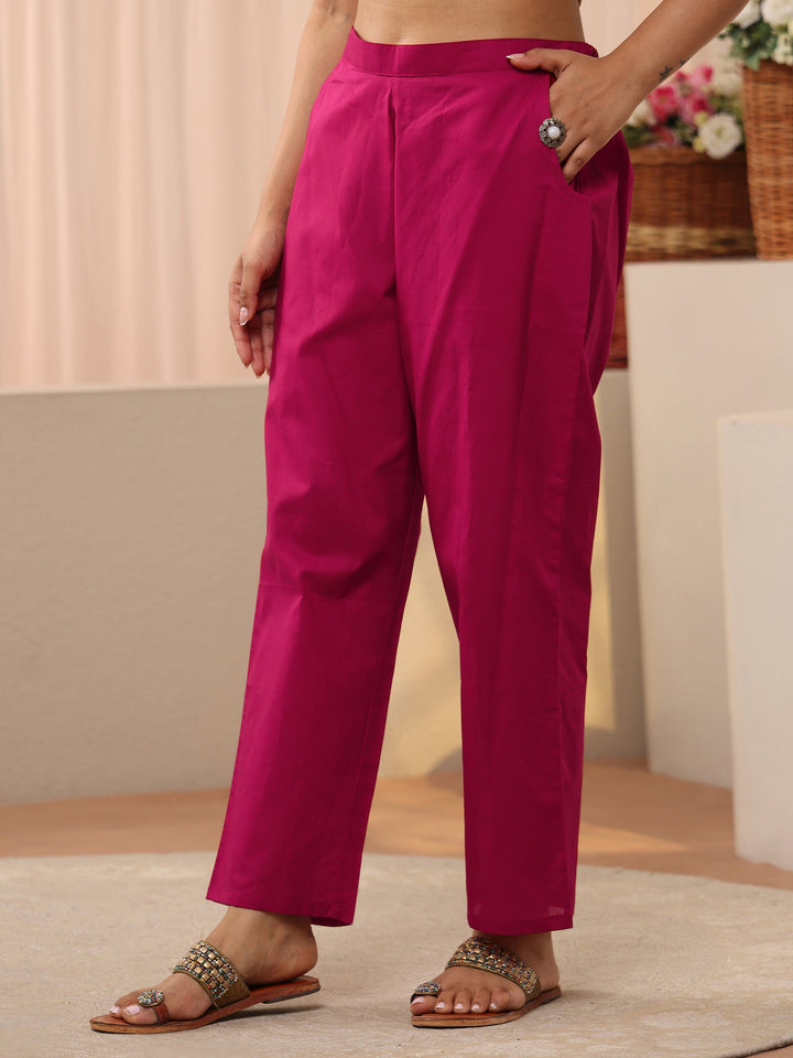 Pink Floral Embroidered Chanderi Silk Straight Suit Set