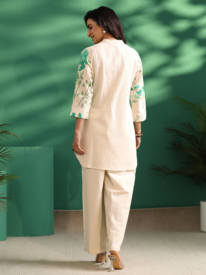 Libas Off White Tropical Printed Cotton Co-Ord Set