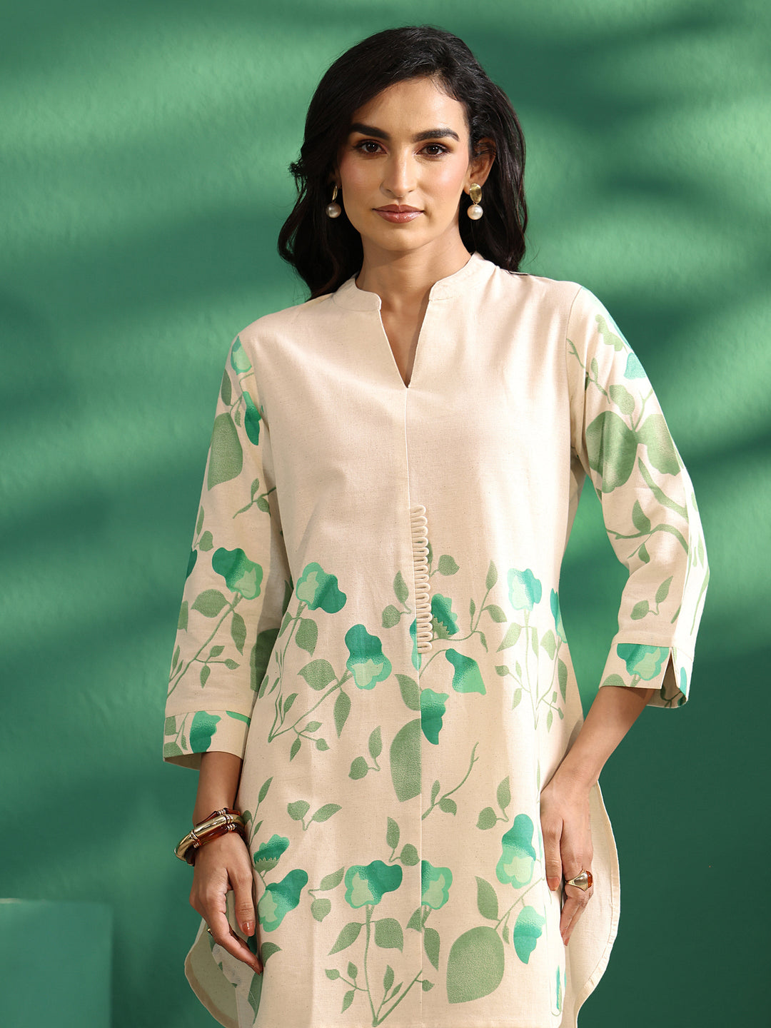 Libas Off White Tropical Printed Cotton Co-Ord Set