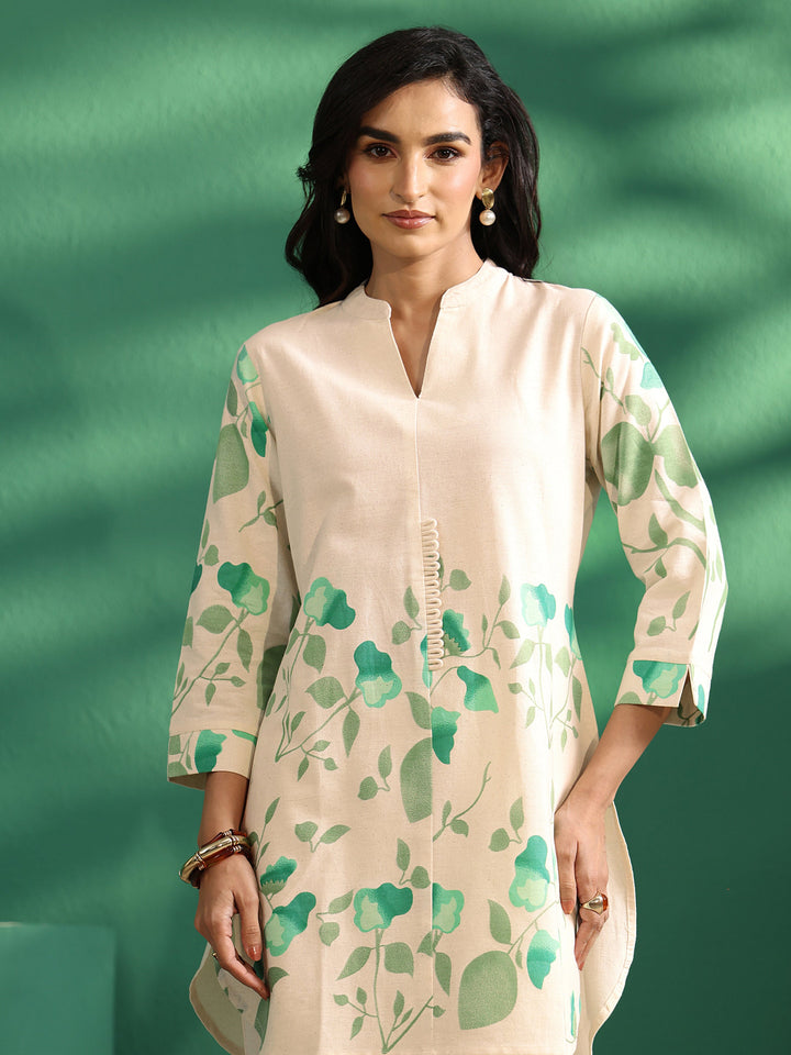Libas Off White Tropical Printed Cotton Co-Ord Set