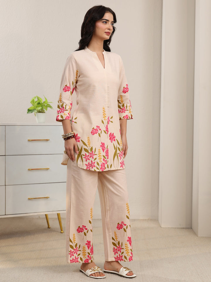 Libas Off White Floral Printed Cotton Co-Ord Set