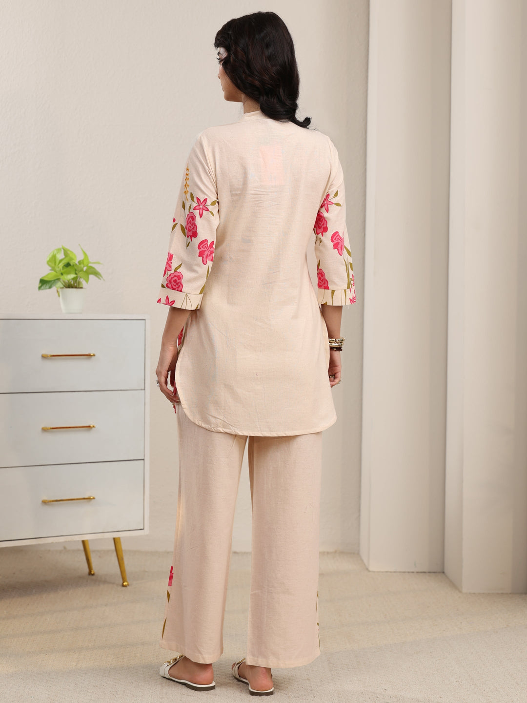 Libas Off White Floral Printed Cotton Co-Ord Set